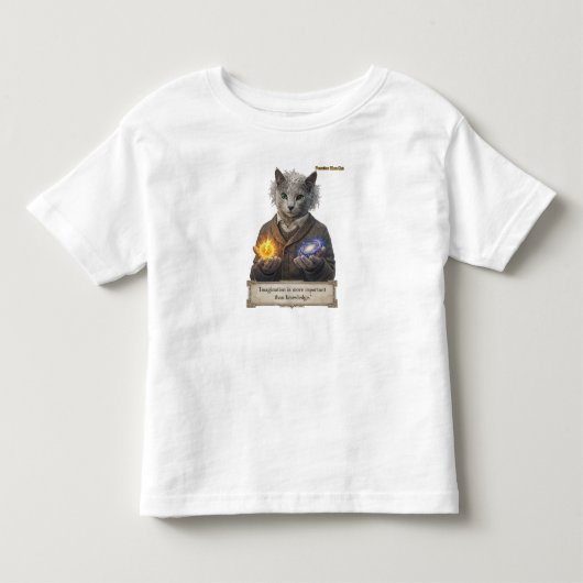 ロシアンブルー アインシュタイン 猫 - 想像力 トドラーTシャツ (正面)