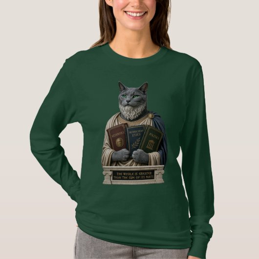 ロシアンブルー・アリストテレス猫 Tシャツ (正面)