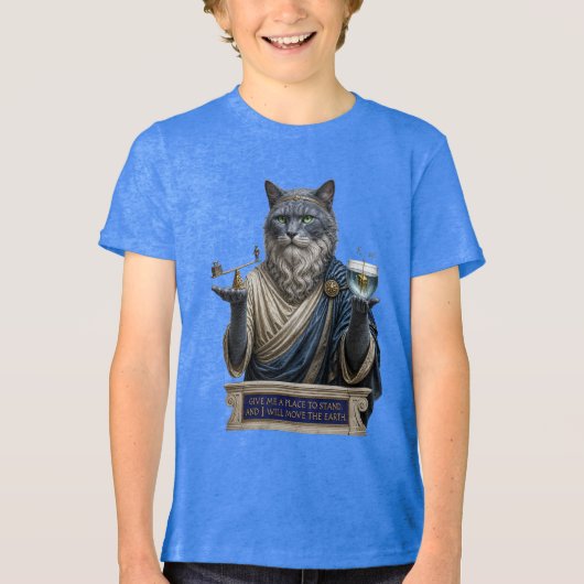 ロシアンブルー・アルキメデス猫 トライブレンドTシャツ (正面)