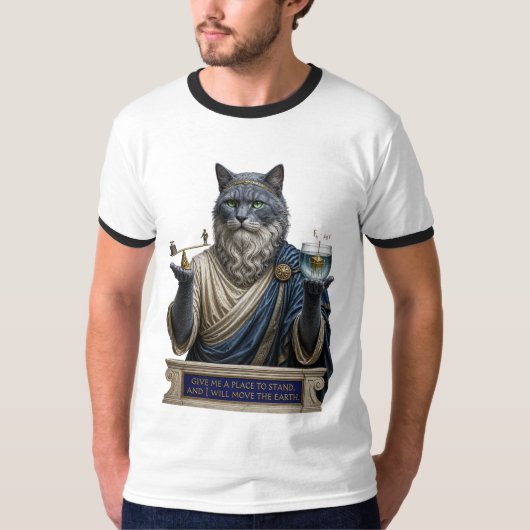 ロシアンブルー・アルキメデス猫 Tシャツ (正面)
