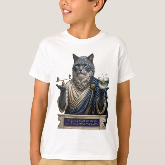 ロシアンブルー・アルキメデス猫 Tシャツ (正面)
