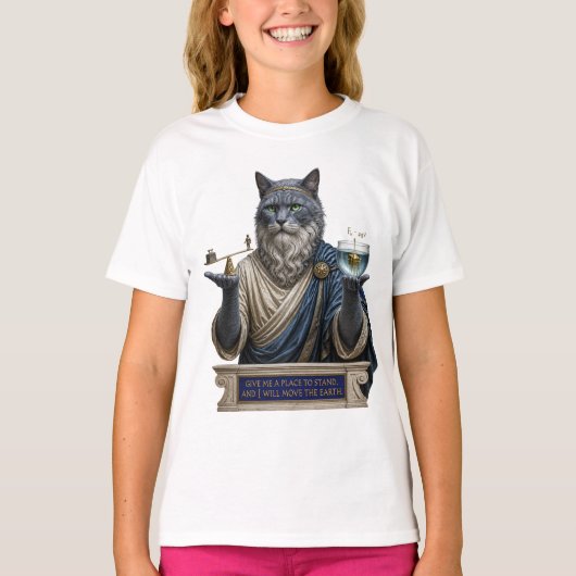 ロシアンブルー・アルキメデス猫 Tシャツ (正面)