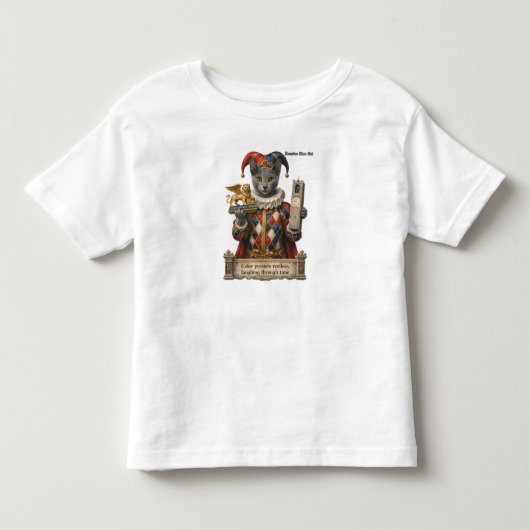 ロシアンブルー・アルレッキーノ猫 トドラーTシャツ (正面)