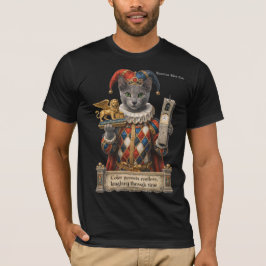 ロシアンブルー・アルレッキーノ猫 Tシャツ