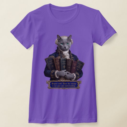 ロシアンブルー・イマニュエル・カント猫 Tシャツ (レイダウン)