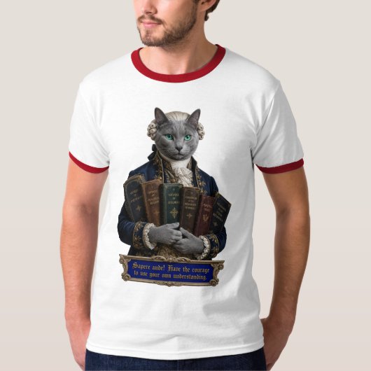 ロシアンブルー・イマニュエル・カント猫 Tシャツ (正面)