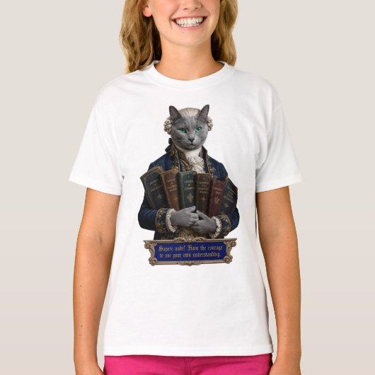 ロシアンブルー・イマニュエル・カント猫 Tシャツ (正面)