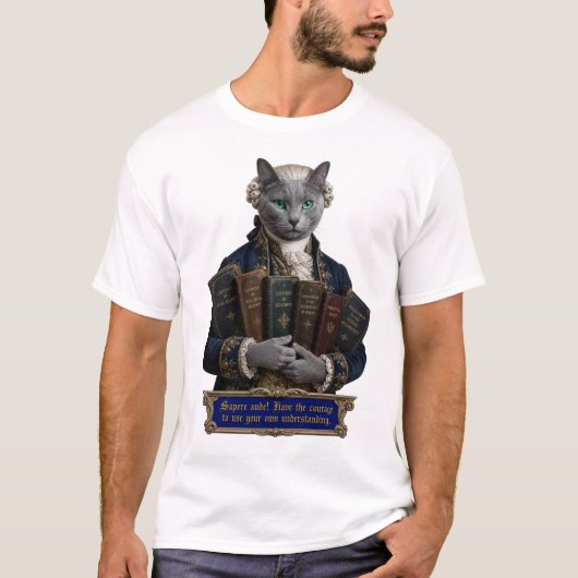 ロシアンブルー・イマニュエル・カント猫 Tシャツ (正面)