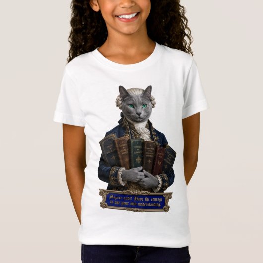 ロシアンブルー・イマニュエル・カント猫 Tシャツ (正面)