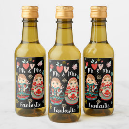 ロシアンマトリョーシカドール Mr & Mrs スノーフレークス ワインラベル