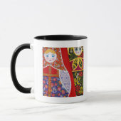 ロシア人のMatryoshkaの人形の絵画 マグカップ (左)