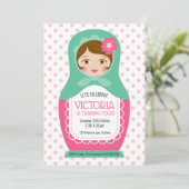 ロシア人形 子供の誕生日パーティー招待状 招待状 (スタンド正面)