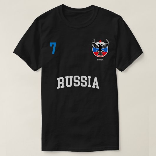 ロシア代表スポーツ第7回サッカーロシアの国旗 Tシャツ (デザイン正面)