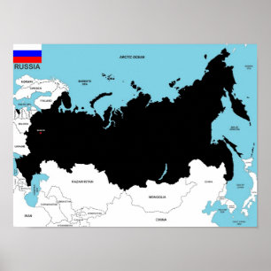 ロシア国政地図国旗 ポスター