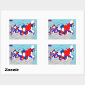 ロシア国政地図国旗 長方形シール (シート)