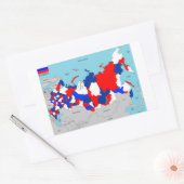 ロシア国政地図国旗 長方形シール (封筒)