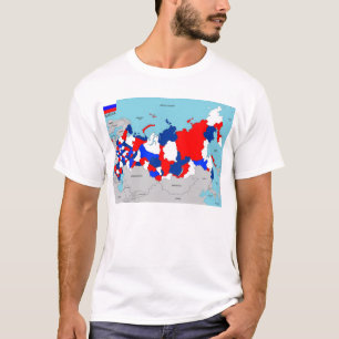 ロシア国政地図国旗 Tシャツ