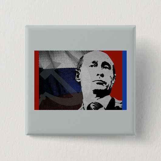 ロシア国旗とプーチン 缶バッジ (正面)