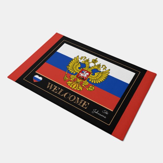 ロシア国旗のロシアの下敷き、ようこそ ドアマット (アングル)