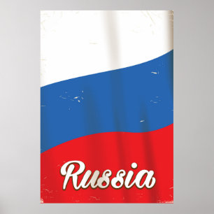 ロシア国旗のヴィンテージ旅行ポスター ポスター