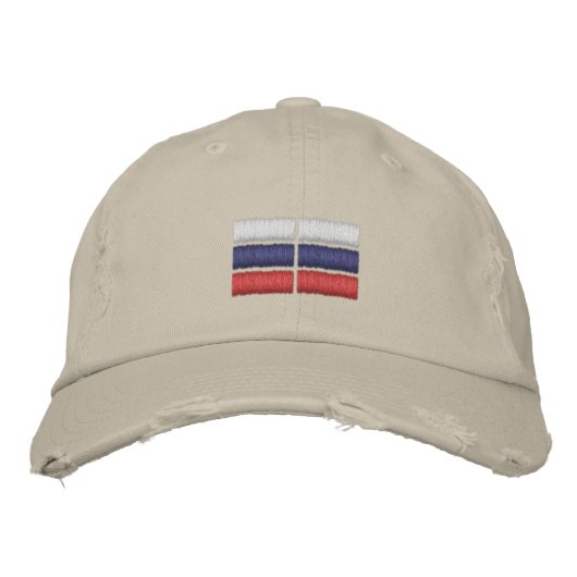 ロシア国旗の刺繍付き野球帽 刺繍入りキャップ (正面)