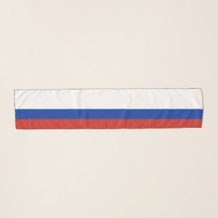 ロシア国旗の色白い青い赤ストライプの スカーフ