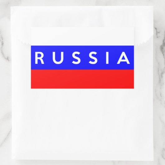 ロシア国旗の記号名文字 長方形シール (バッグ)