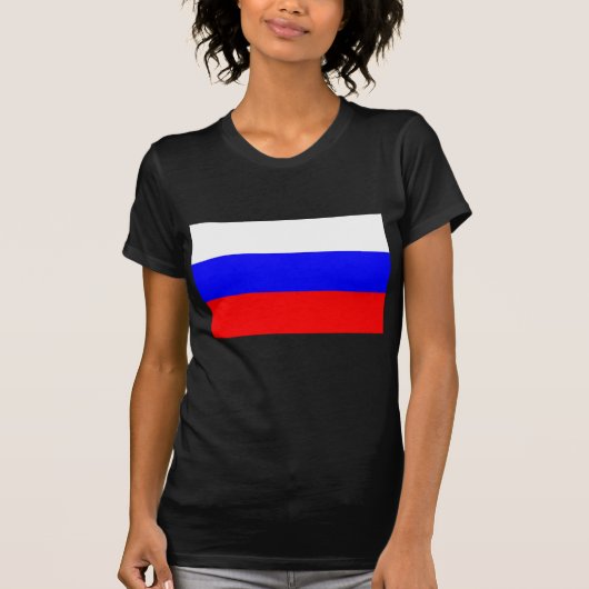 ロシア国旗を持つ女性Tシャツ Tシャツ (正面)