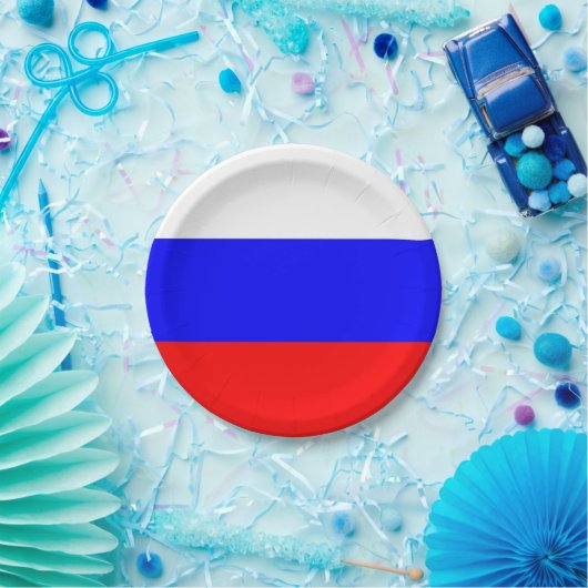 ロシア国旗を持つ愛国的紙プレート ペーパープレート (パーティー)