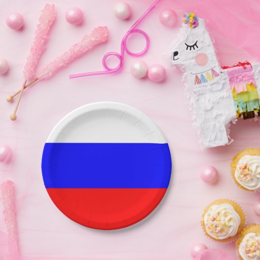 ロシア国旗を持つ愛国的紙プレート ペーパープレート (パーティー)