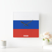 ロシア国旗愛国 スクエア壁時計 (ホーム)