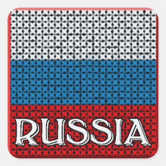 ロシア国旗 スクエアシール (正面)