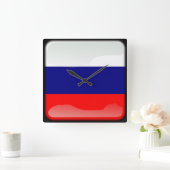 ロシア国旗 スクエア壁時計 (ホーム)