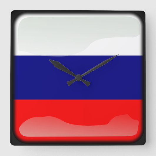 ロシア国旗 スクエア壁時計 (正面)