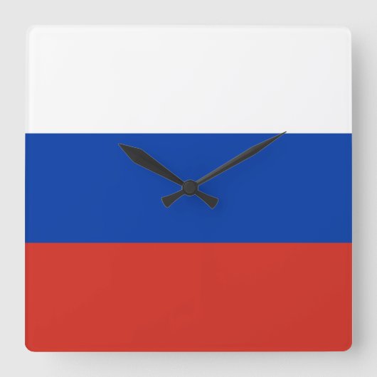 ロシア国旗 スクエア壁時計 (正面)