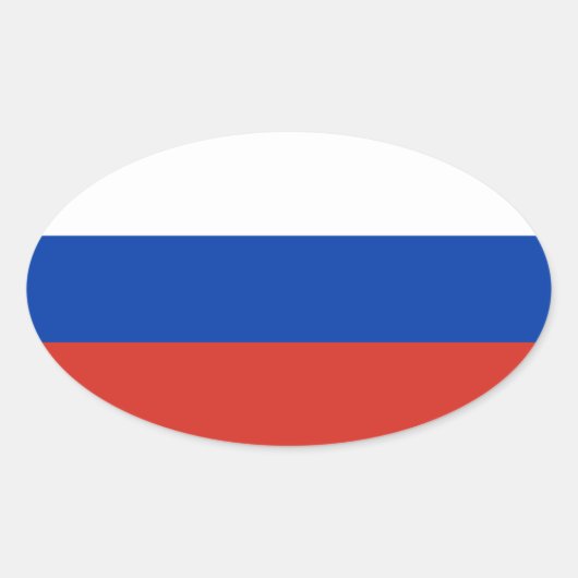 ロシア国旗/赤白青 楕円形シール (正面)