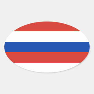 ロシア国旗/赤白青 楕円形シール