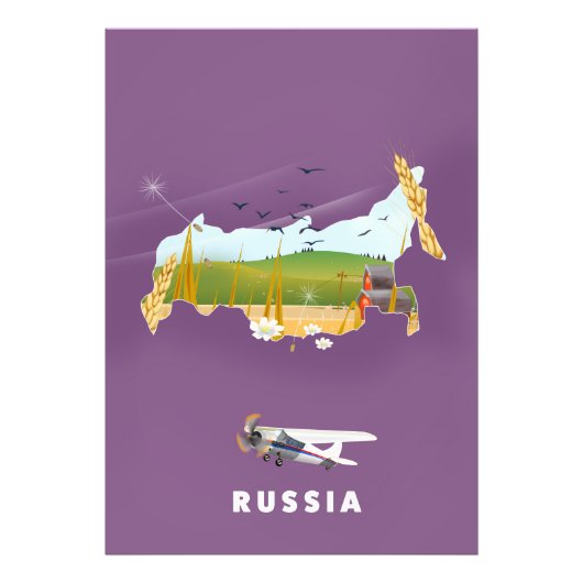 ロシア地図の旅行ポスター フォトプリント            (正面)