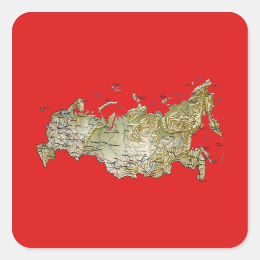 ロシア地図ステッカー スクエアシール (正面)