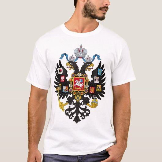 ロシア帝国の二重頭のワシのワイシャツ Tシャツ (正面)