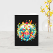 ロシア式ギリシャ・ビザンチン正教の十字架 彼は復活した カード (黄色い花)