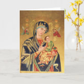 ロシア正教アイコン-聖母マリアおよびベビーイエス・キリスト カード (黄色い花)