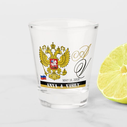 ロシア記念日結婚のガラスロシアの国旗 ショットグラス (正面)