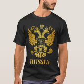 ロシア誇りを持ったの紋章のロシアの旗贈り物の腕 Tシャツ (正面)