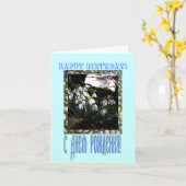 ロシア語および英語のハッピーバースデーカード カード (黄色い花)