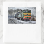 ロシア鉄道機関車 長方形シール (バッグ)