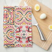 ロシア風ボホシックな柄 キッチンタオル (四つ折り)