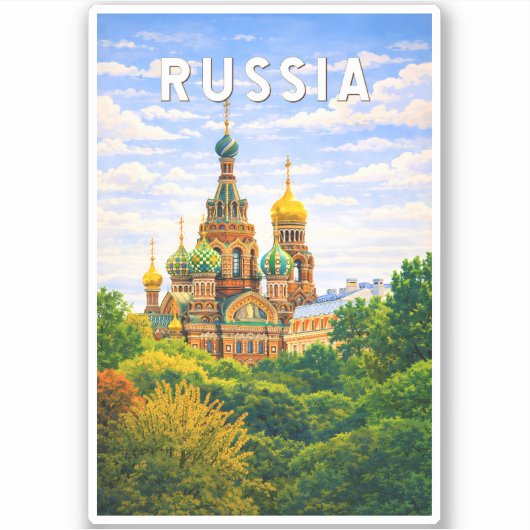 ロシア イラスト 旅行 アート ヴィンテージ シール (正面)