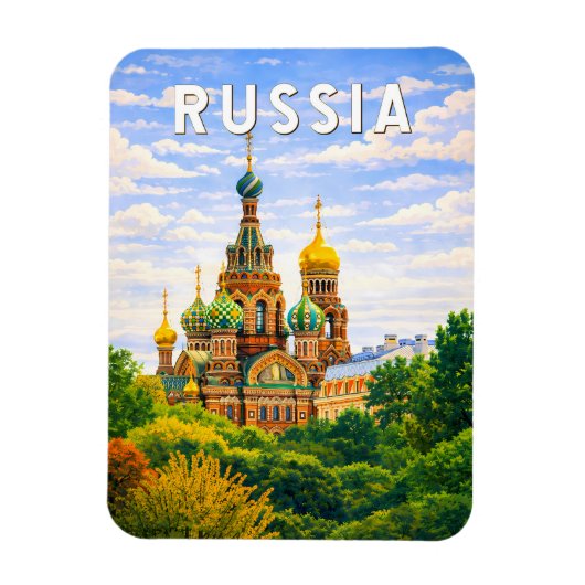 ロシア イラスト 旅行 アート ヴィンテージ マグネット (縦)