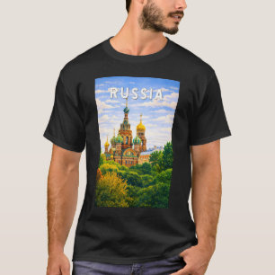 ロシア イラスト 旅行 アート ヴィンテージ Tシャツ